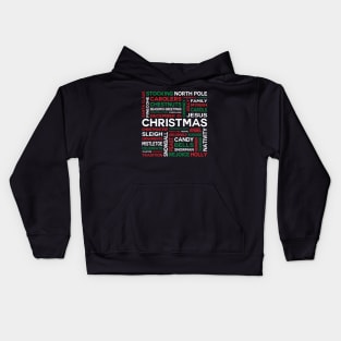 Merry Christmas Word Cloud Kids Hoodie